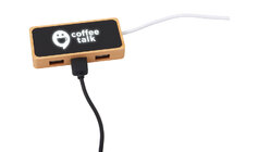 USB хаб с подсветкой лого «Reedia S5», 3*USB, 1*Type C, бамбук, черный