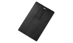 Флеш-карта USB 2.0 16 Gb в виде металлической карты "Card Metal", черный