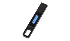USB 2.0- флешка на 32 Гб c подсветкой логотипа «Hook LED», темно-серый, синяя подсветка