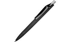 Ручка пластиковая шариковая Prodir ds6prr-Z75 "софт-тач", черный с серебристой кнопкой