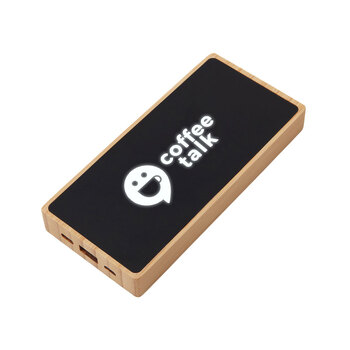 Внешний аккумулятор с подсветкой лого и солнечной панелью «Reedia S1», 10000 mAh, бамбук, черный